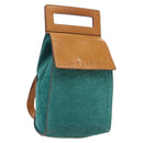 CELINE C Macadam Canvas Shoulder Bag Suede Turquoise Blue Silver Auth 142240-1
