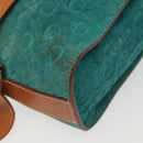 CELINE C Macadam Canvas Shoulder Bag Suede Turquoise Blue Silver Auth 142240-16