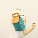 CELINE C Macadam Canvas Shoulder Bag Suede Turquoise Blue Silver Auth 142240-22