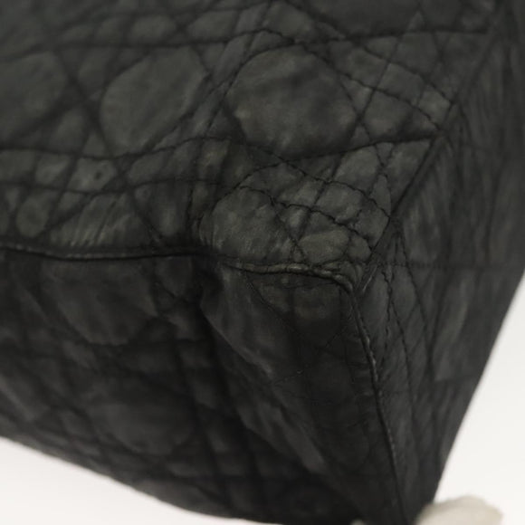 Christian Dior Canage Hand Bag Nylon Black Gold Auth 142241