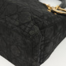 Christian Dior Canage Hand Bag Nylon Black Gold Auth 142241-11