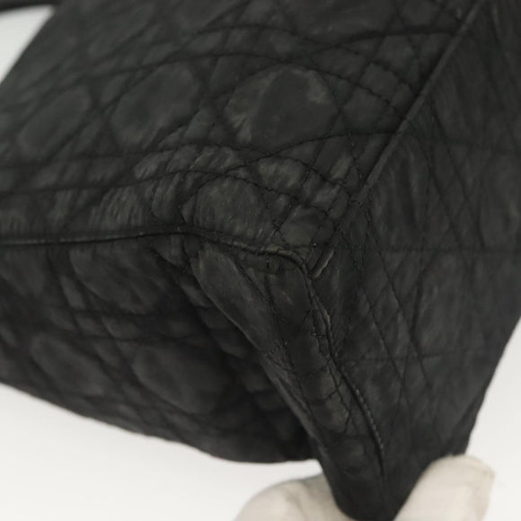 Christian Dior Canage Hand Bag Nylon Black Gold Auth 142241