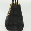 Christian Dior Canage Hand Bag Nylon Black Gold Auth 142241-4