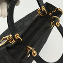 Christian Dior Canage Hand Bag Nylon Black Gold Auth 142241-6