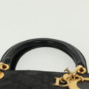 Christian Dior Canage Hand Bag Nylon Black Gold Auth 142241-8