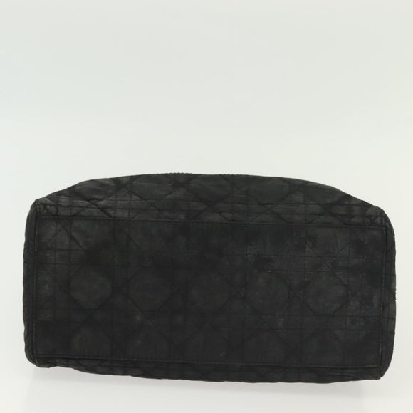 Christian Dior Canage Hand Bag Nylon Black Gold Auth 142241