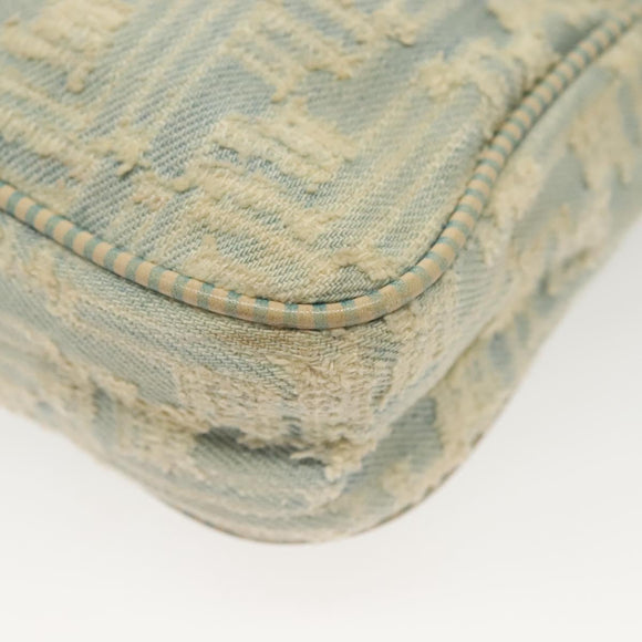 FENDI Shoulder Bag Denim Light Blue Gold Auth 142242