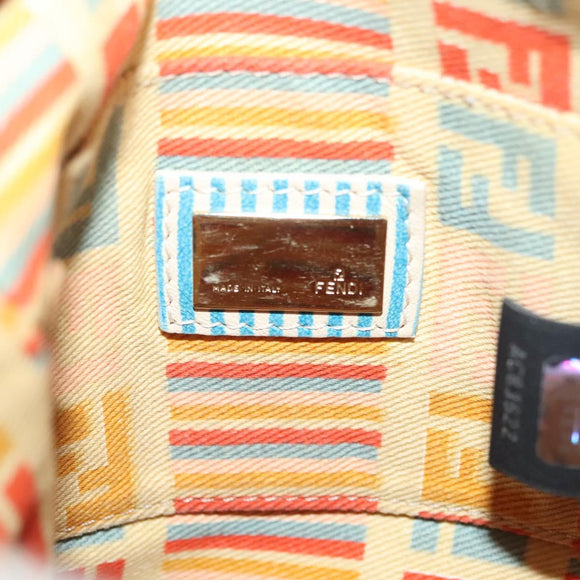 FENDI Shoulder Bag Denim Light Blue Gold Auth 142242