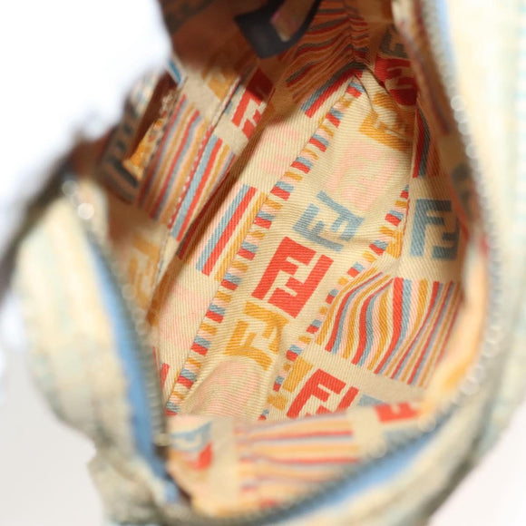 FENDI Shoulder Bag Denim Light Blue Gold Auth 142242