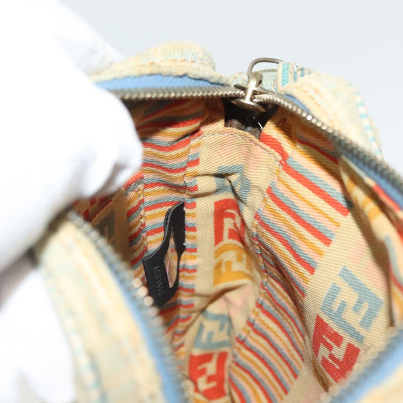 FENDI Shoulder Bag Denim Light Blue Gold Auth 142242