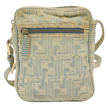 FENDI Shoulder Bag Denim Light Blue Gold Auth 142242 - 0