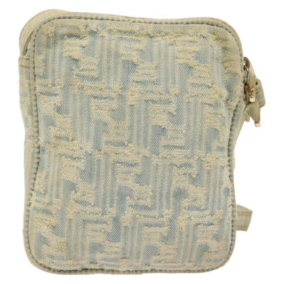 FENDI Shoulder Bag Denim Light Blue Gold Auth 142242