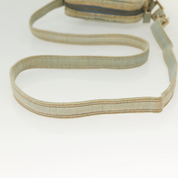 FENDI Shoulder Bag Denim Light Blue Gold Auth 142242