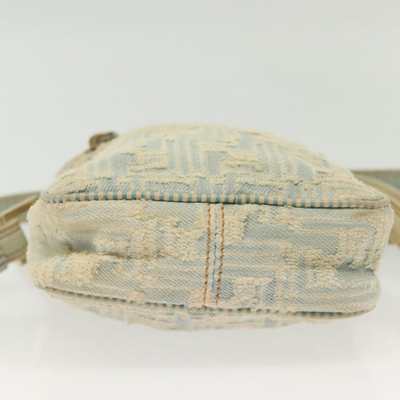 FENDI Shoulder Bag Denim Light Blue Gold Auth 142242