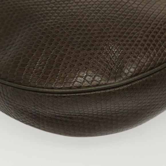 Salvatore Ferragamo Gancini Shoulder Bag Leather Brown Gold Auth 142243