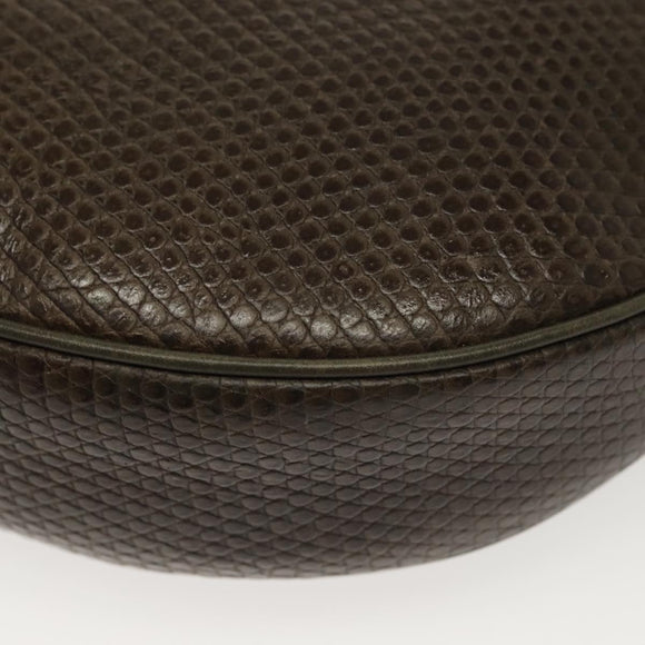 Salvatore Ferragamo Gancini Shoulder Bag Leather Brown Gold Auth 142243