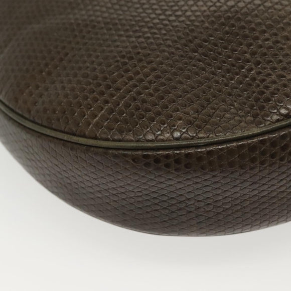 Salvatore Ferragamo Gancini Shoulder Bag Leather Brown Gold Auth 142243