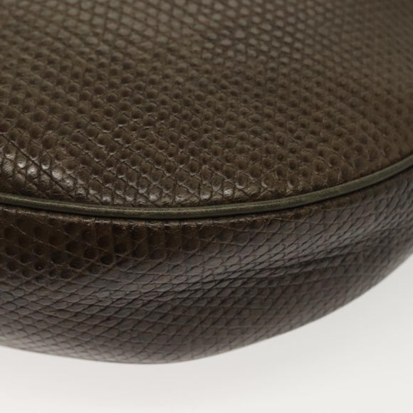 Salvatore Ferragamo Gancini Shoulder Bag Leather Brown Gold Auth 142243