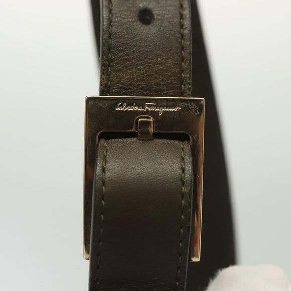 Salvatore Ferragamo Gancini Shoulder Bag Leather Brown Gold Auth 142243