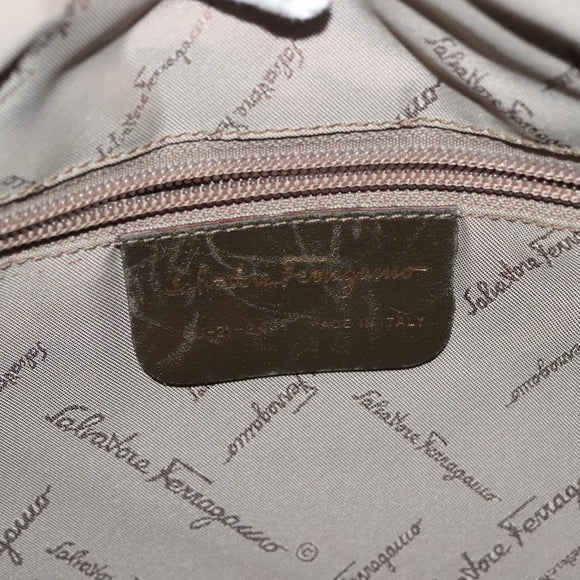 Salvatore Ferragamo Gancini Shoulder Bag Leather Brown Gold Auth 142243