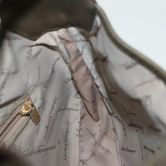 Salvatore Ferragamo Gancini Shoulder Bag Leather Brown Gold Auth 142243