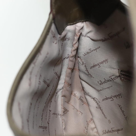 Salvatore Ferragamo Gancini Shoulder Bag Leather Brown Gold Auth 142243