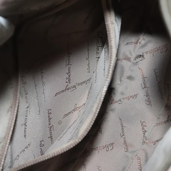 Salvatore Ferragamo Gancini Shoulder Bag Leather Brown Gold Auth 142243