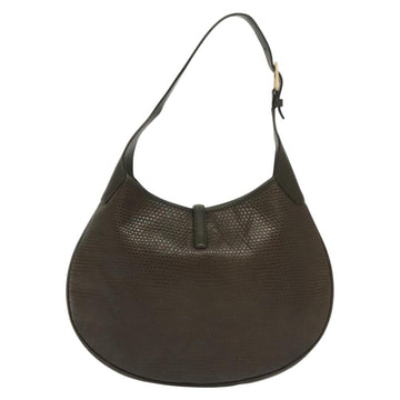 Salvatore Ferragamo Gancini Shoulder Bag Leather Brown Gold Auth 142243 - 0
