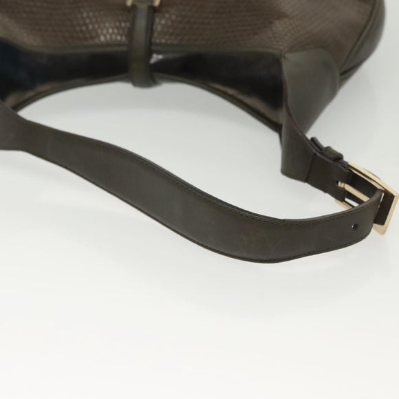 Salvatore Ferragamo Gancini Shoulder Bag Leather Brown Gold Auth 142243