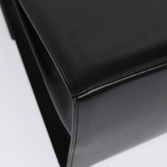 Salvatore Ferragamo Gancini Hand Bag Leather 2way Black Gold Auth 142244