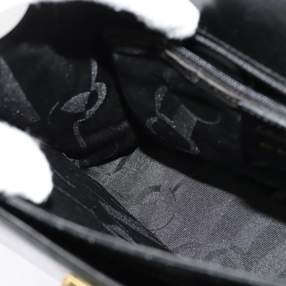 Salvatore Ferragamo Gancini Hand Bag Leather 2way Black Gold Auth 142244