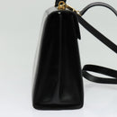 Salvatore Ferragamo Gancini Hand Bag Leather 2way Black Gold Auth 142244-4