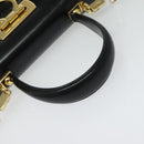 Salvatore Ferragamo Gancini Hand Bag Leather 2way Black Gold Auth 142244-7