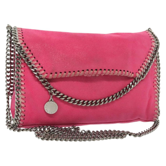 Stella MacCartney Chain Farabella Mini Bag Suede Pink Silver Auth 142245