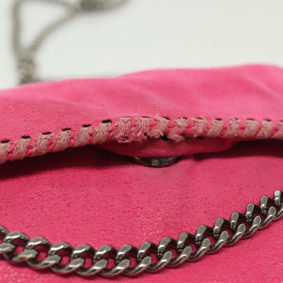 Stella MacCartney Chain Farabella Mini Bag Suede Pink Silver Auth 142245