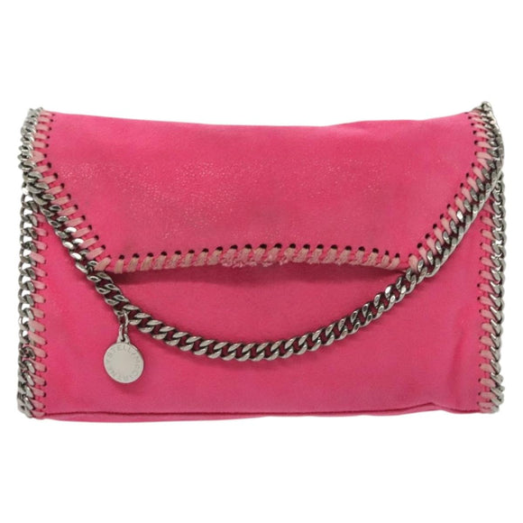 Stella MacCartney Chain Farabella Mini Bag Suede Pink Silver Auth 142245