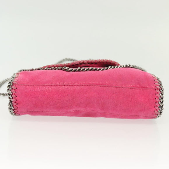 Stella MacCartney Chain Farabella Mini Bag Suede Pink Silver Auth 142245