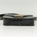 CELINE Horse Carriage Shoulder Bag Patent leather Black Gold Auth 142247-10