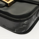 CELINE Horse Carriage Shoulder Bag Patent leather Black Gold Auth 142247-12