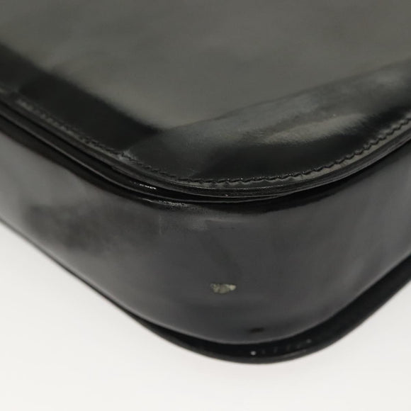 CELINE Horse Carriage Shoulder Bag Patent leather Black Gold Auth 142247