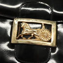 CELINE Horse Carriage Shoulder Bag Patent leather Black Gold Auth 142247-15