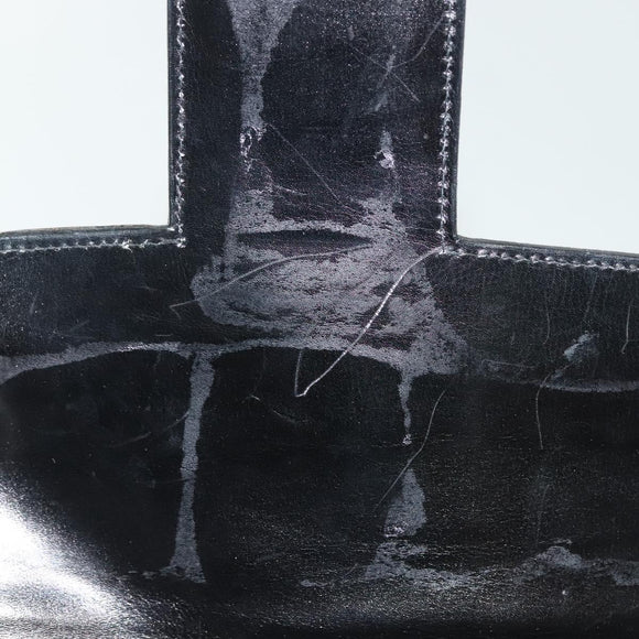 CELINE Horse Carriage Shoulder Bag Patent leather Black Gold Auth 142247