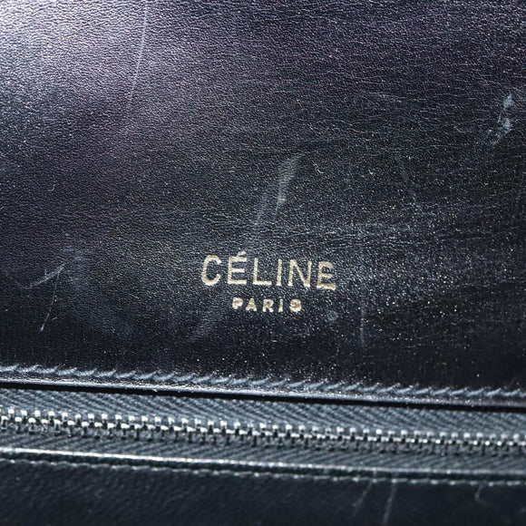CELINE Horse Carriage Shoulder Bag Patent leather Black Gold Auth 142247