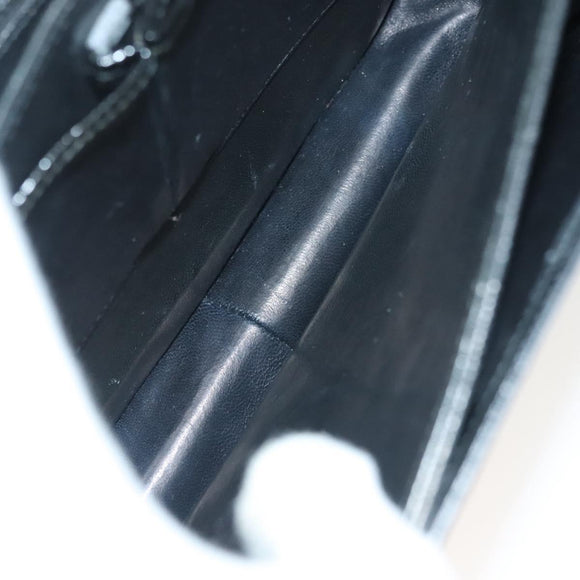 CELINE Horse Carriage Shoulder Bag Patent leather Black Gold Auth 142247