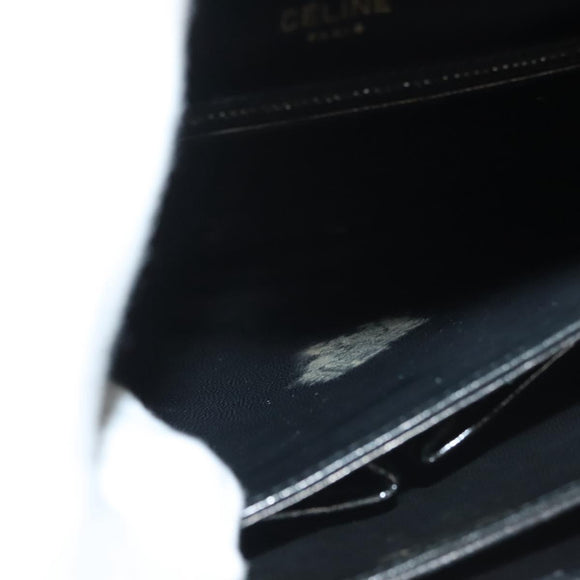 CELINE Horse Carriage Shoulder Bag Patent leather Black Gold Auth 142247