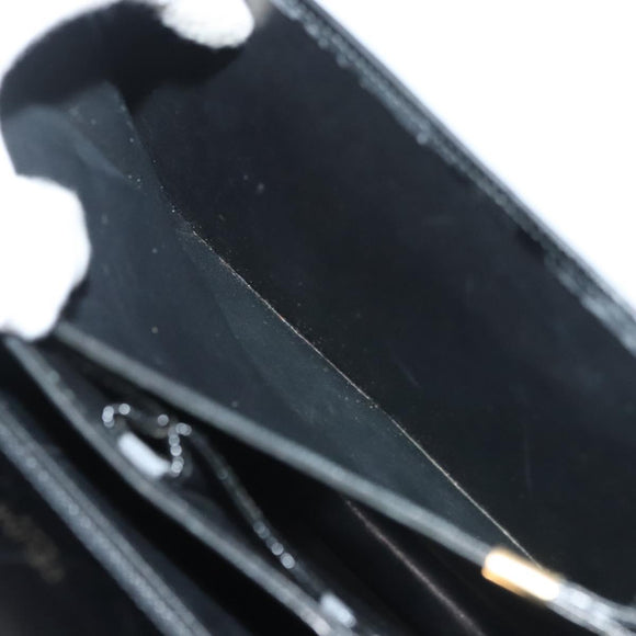 CELINE Horse Carriage Shoulder Bag Patent leather Black Gold Auth 142247