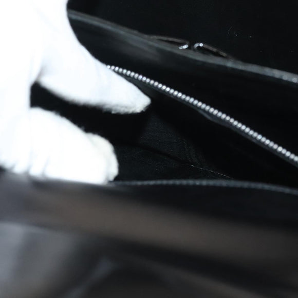 CELINE Horse Carriage Shoulder Bag Patent leather Black Gold Auth 142247