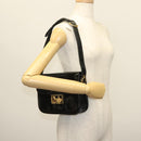 CELINE Horse Carriage Shoulder Bag Patent leather Black Gold Auth 142247-25