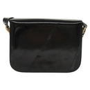CELINE Horse Carriage Shoulder Bag Patent leather Black Gold Auth 142247-3
