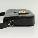 CELINE Horse Carriage Shoulder Bag Patent leather Black Gold Auth 142247-6